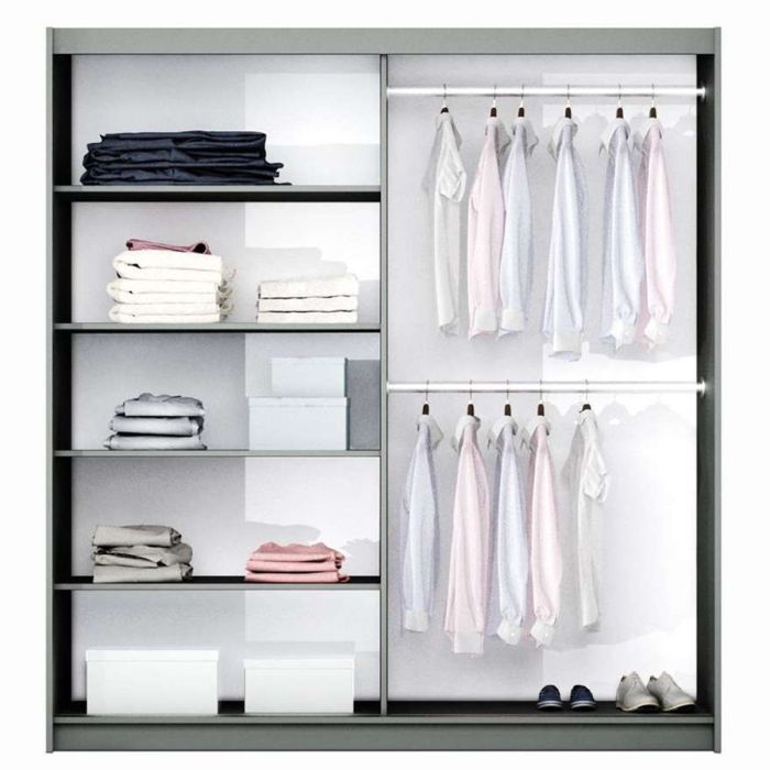 Canterbury Sliding 2 Door Mirrored 200cm Wardrobe - Graphite Grey