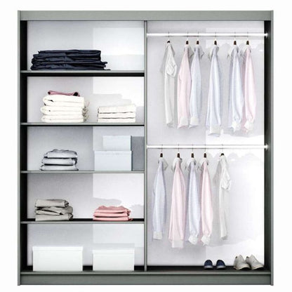 Canterbury Sliding 2 Door Mirrored 200cm Wardrobe - Graphite Grey
