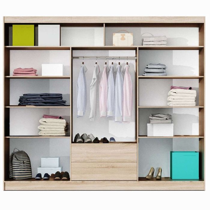 Salford Sliding 3 Door 250cm Wardrobe with Smoked Mirror - Oak