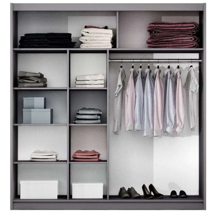 Dacorum Sliding 2 Door 203cm Wardrobe Glass Stripes - Black