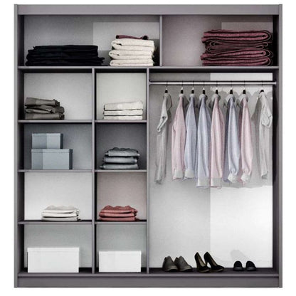 Dacorum Sliding 2 Door 203cm Wardrobe Glass Stripes - Black