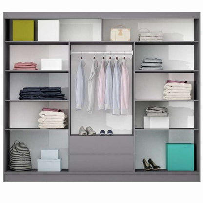 Dacorum Sliding 3 Door 250cm Wardrobe Glass Stripes - Black