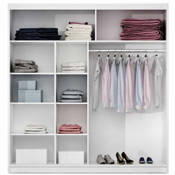 Havant Sliding 2 Door 203cm Wardrobe with Slanted Mirror - Oak Wotan