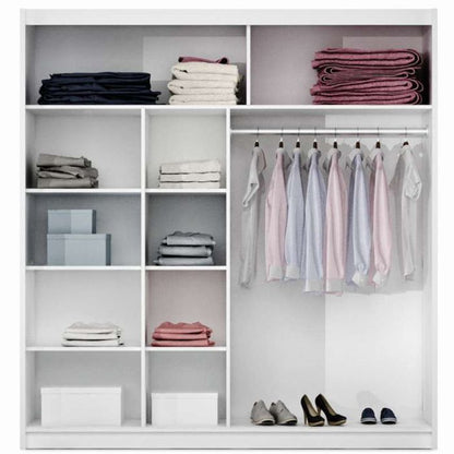 Havant Sliding 2 Door 203cm Wardrobe with Slanted Mirror - Oak Wotan