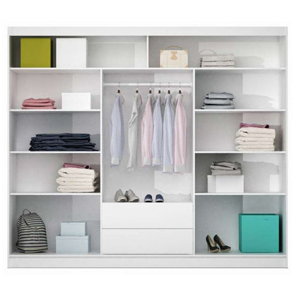 Windsor Grey & Oak Canyon Mirrored Sliding 3 Door Wardrobe | 250cm | Contemporary Contrast | Furco