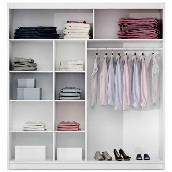 Broadland Sliding 2 Door 203cm Wardrobe with Mirror - Black