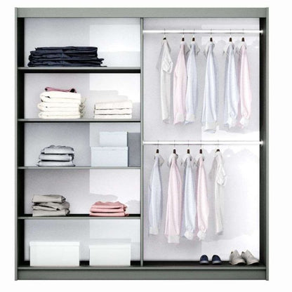 Oldham Sliding Mirror 2 Door 200cm Wardrobe - Grey