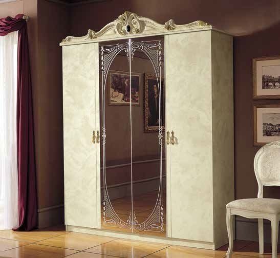 Barocco Ivory Italian 4 Door Wardrobe