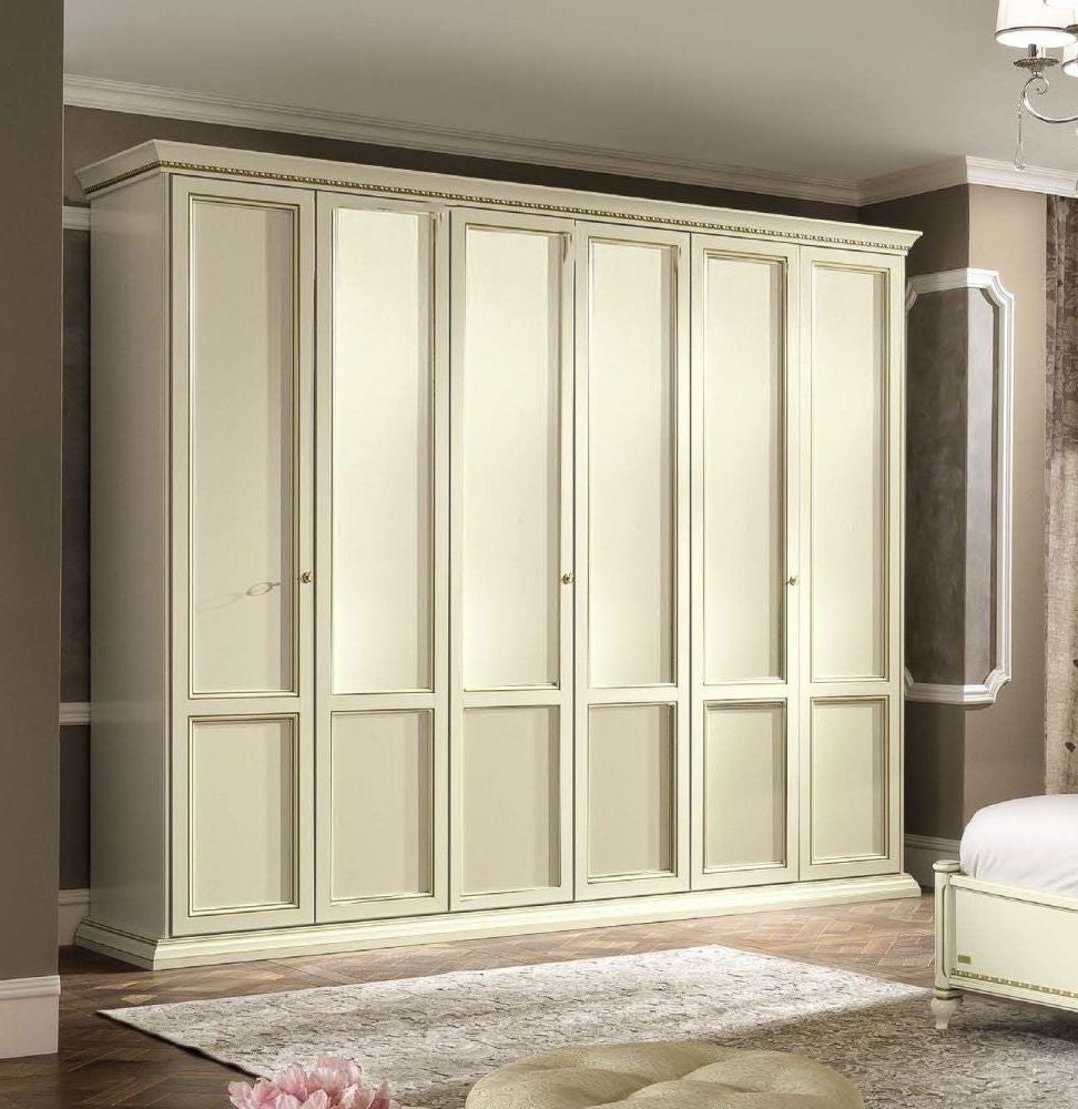 Treviso Night White Ash Italian 6 Door Wardrobe