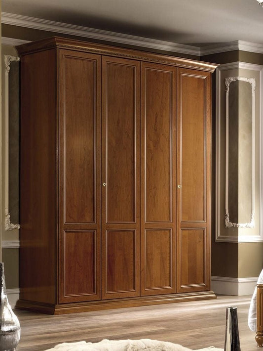 Treviso Night Cherry Wood Italian 4 Door Wardrobe
