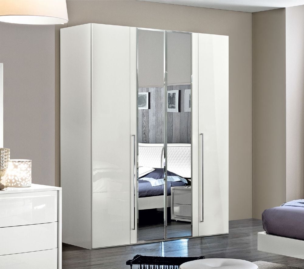 Dama Bianca Night White Italian Mirror Wardrobe