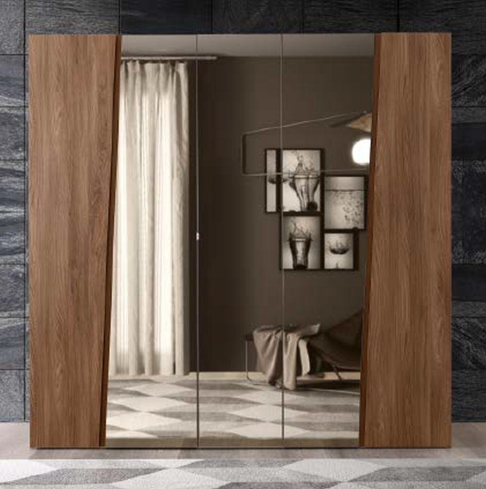 Storm Night Wooden Italian 5 Door Wardrobe with Mirror