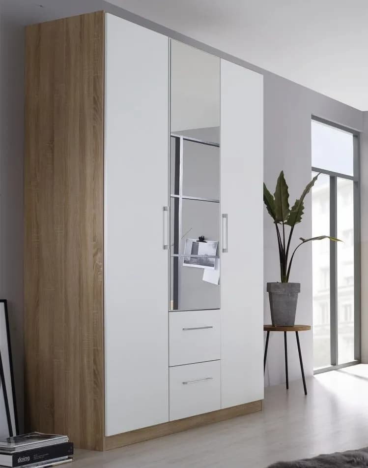 Ellesse 3 Door 2 Drawer Combi Wardrobe in Sonoma Oak and Alpine White - W 136cm