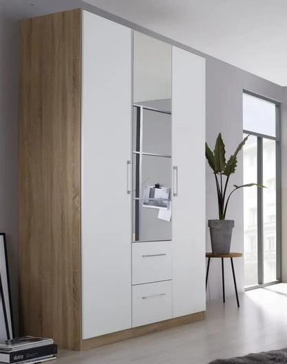 Ellesse 3 Door 2 Drawer Combi Wardrobe in Sonoma Oak and Alpine White - W 136cm