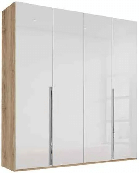 Montclar 4 Door Wardrobe in Sanremo Oak light and High Polish White - W 201cm