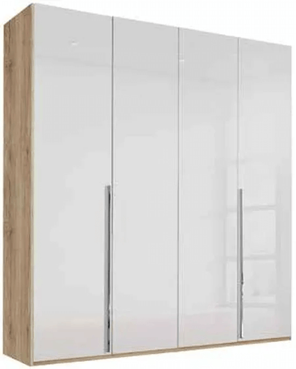 Montclar 4 Door Wardrobe in Sanremo Oak light and High Polish White - W 201cm