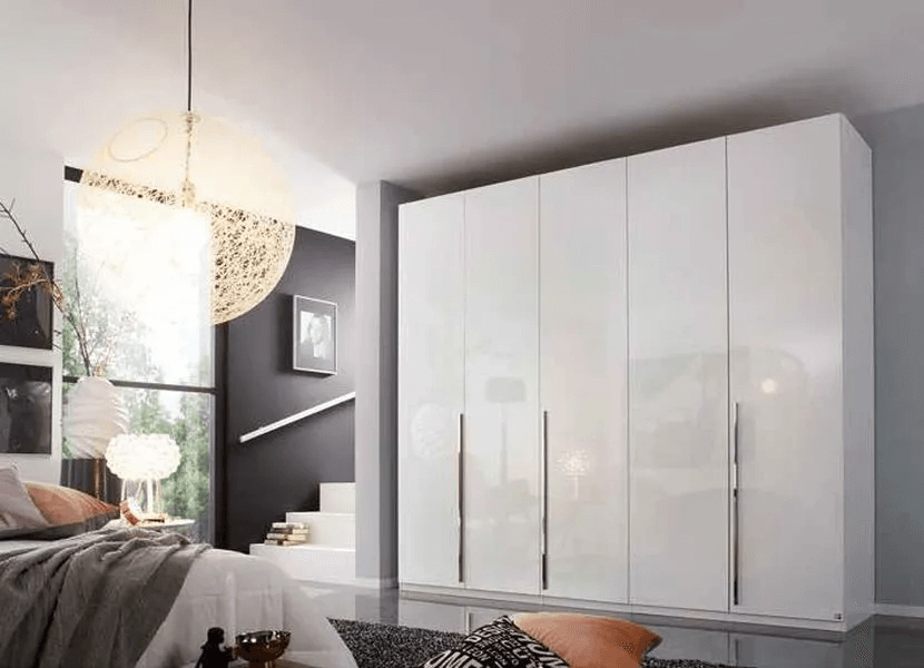 Montclar 5 Door Wardrobe in Alpine White and High Polish White - W 251cm