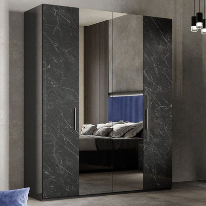 Carvelle Night Glossy Grey Marble Effect Italian Wardrobe