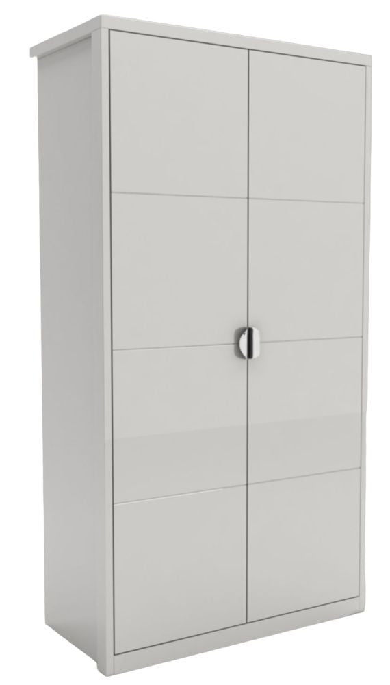 Velour White 2 Door High Gloss Hinged Wardrobe