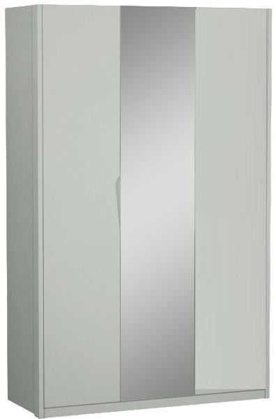 Affinity Cool Grey High Gloss Hinged 3-Door Wardrobe with Mirror