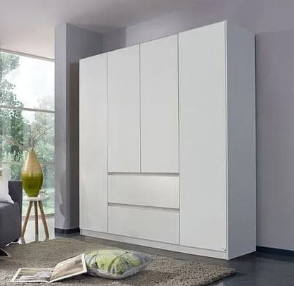 Mainz Alpine White 4 Door 2 Drawer Combi Wardrobe - 181cm