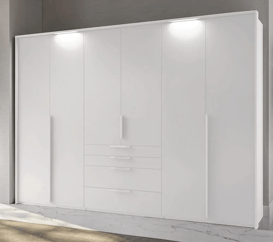 Purisma Alpine White 6 Door 4 Drawer Combi Wardrobe - 301cm
