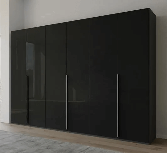Purisma Graphite 6 Door Wardrobe with Basalt Glass Front - 301cm