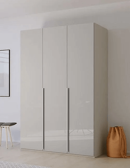Purisma Silk Grey 3 Door Wardrobe with Glass Front - 151cm