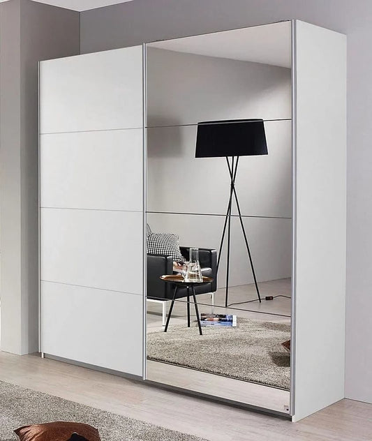 Subito Alpine White 2 Door Sliding Wardrobe with 1 Mirror Front - 181cm