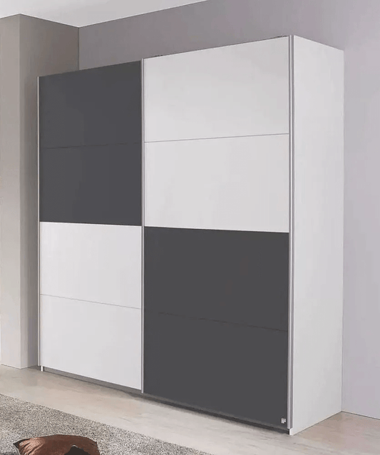 Subito Alpine White and Metallic Grey 2 Door Sliding Wardrobe - 136cm