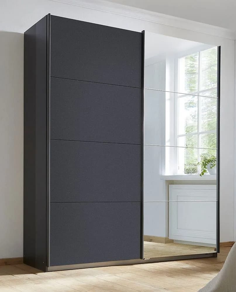 Subito Metallic Grey 2 Door Sliding Wardrobe with 1 Mirror Front - 181cm
