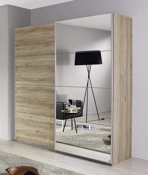 Subito Sonoma Oak 2 Door Sliding Wardrobe with 1 Mirror Front - 136cm