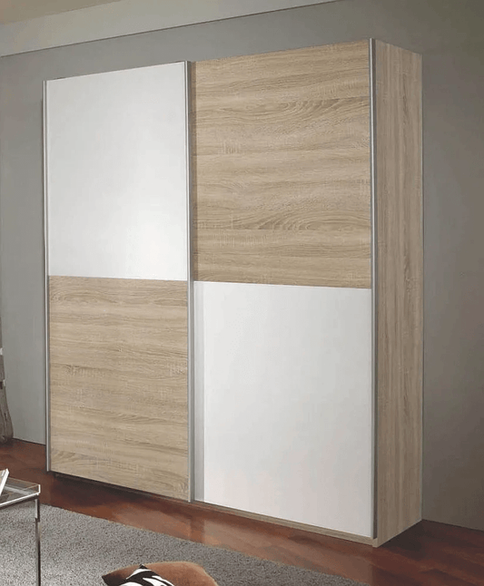 Subito Sonoma Oak and Alpine White 2 Door Sliding Wardrobe - 136cm
