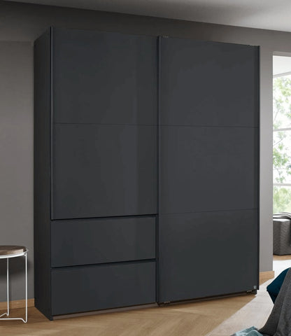 Sevilla Metallic Grey 2 Door 2 Drawer Combi Sliding Wardrobe - 175cm