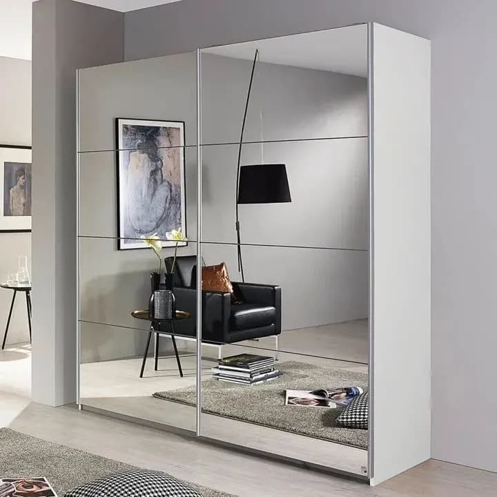 Subito Alpine White 2 Mirror Door Sliding Wardrobe - 136cm