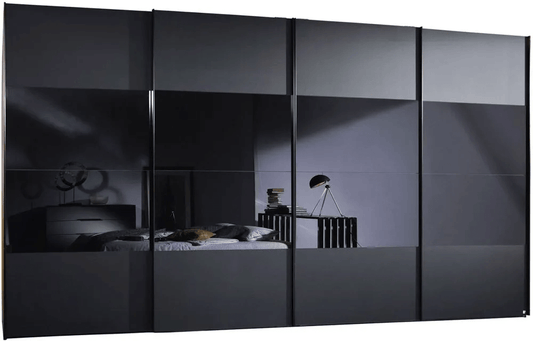 20UP Front 3A 2 Door Black Gloss Sliding Wardrobe - 340cm
