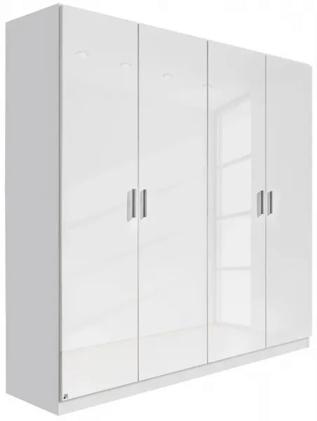 Celle 4 Door White Gloss Wardrobe - 181cm - Alpine White and High Gloss White