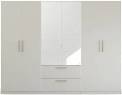 Skandi Quadra-Spin 6 Door 2 Mirror Combi Wardrobe - Silk Grey