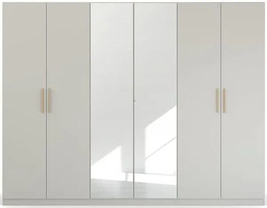 Skandi Quadra-Spin 6 Door 2 Mirror Wardrobe - Silk Grey
