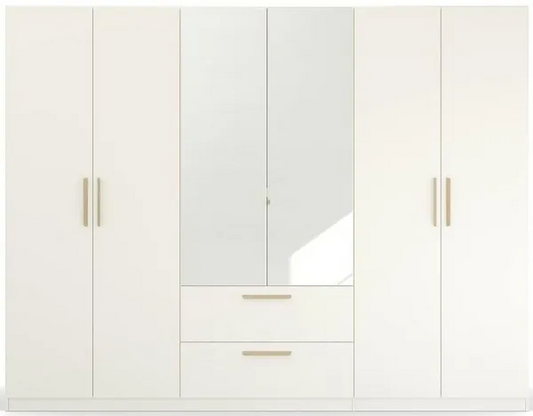 Skandi Quadra-Spin 6 Door 2 Mirror Combi Wardrobe - Alpine White