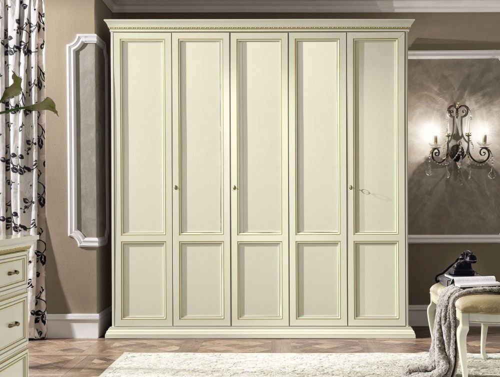 Treviso Night White Ash Italian 5 Door Wardrobe