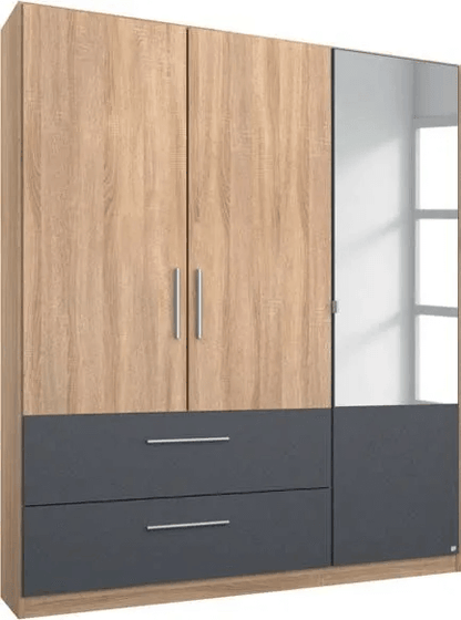 Alvor 3 Door Combi Wardrobe in Sonoma Oak and Metallic Grey - W 136cm