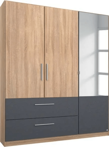 Alvor 3 Door Combi Wardrobe in Sonoma Oak and Metallic Grey - W 136cm