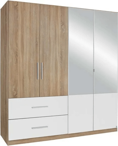 Alvor 4 Door Combi Wardrobe in Oak and White - W 181cm