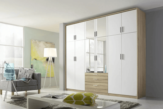 Hildesheim Extra 12 Door Combi Wardrobe in Oak and White - W 275cm
