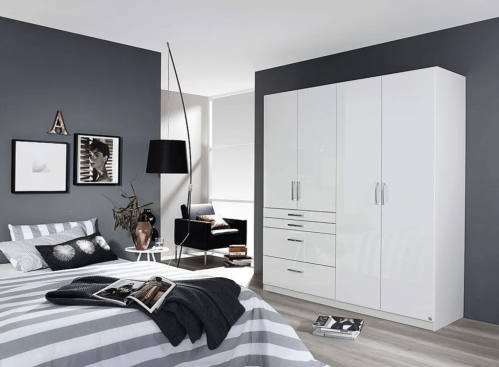 Homburg 4 Door Wardrobe in White - W 181cm