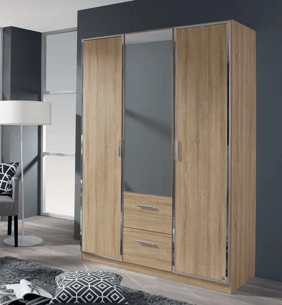 Marl 3 Door Combi Wardrobe in Oak - W 136cm