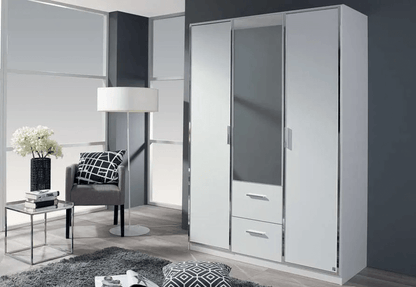 Marl 3 Door Combi Wardrobe in White - W 136cm