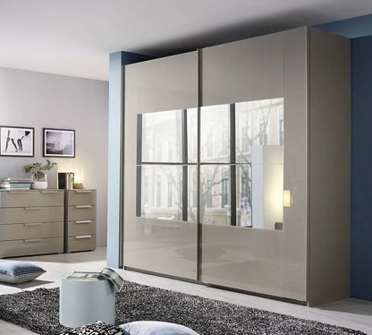 Miramar 2 Door Mirror Sliding Wardrobe in Silk Grey - W 226cm