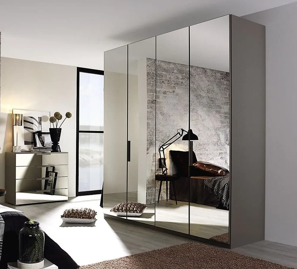 Miramar 4 Door All Mirror Wardrobe in Silk Grey - W 201cm